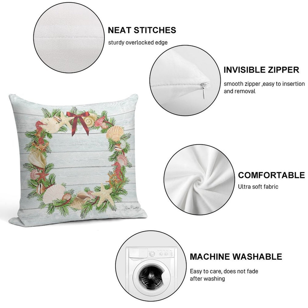 Coastal Christmas D Soft Easy Maintenance Throw Pillow