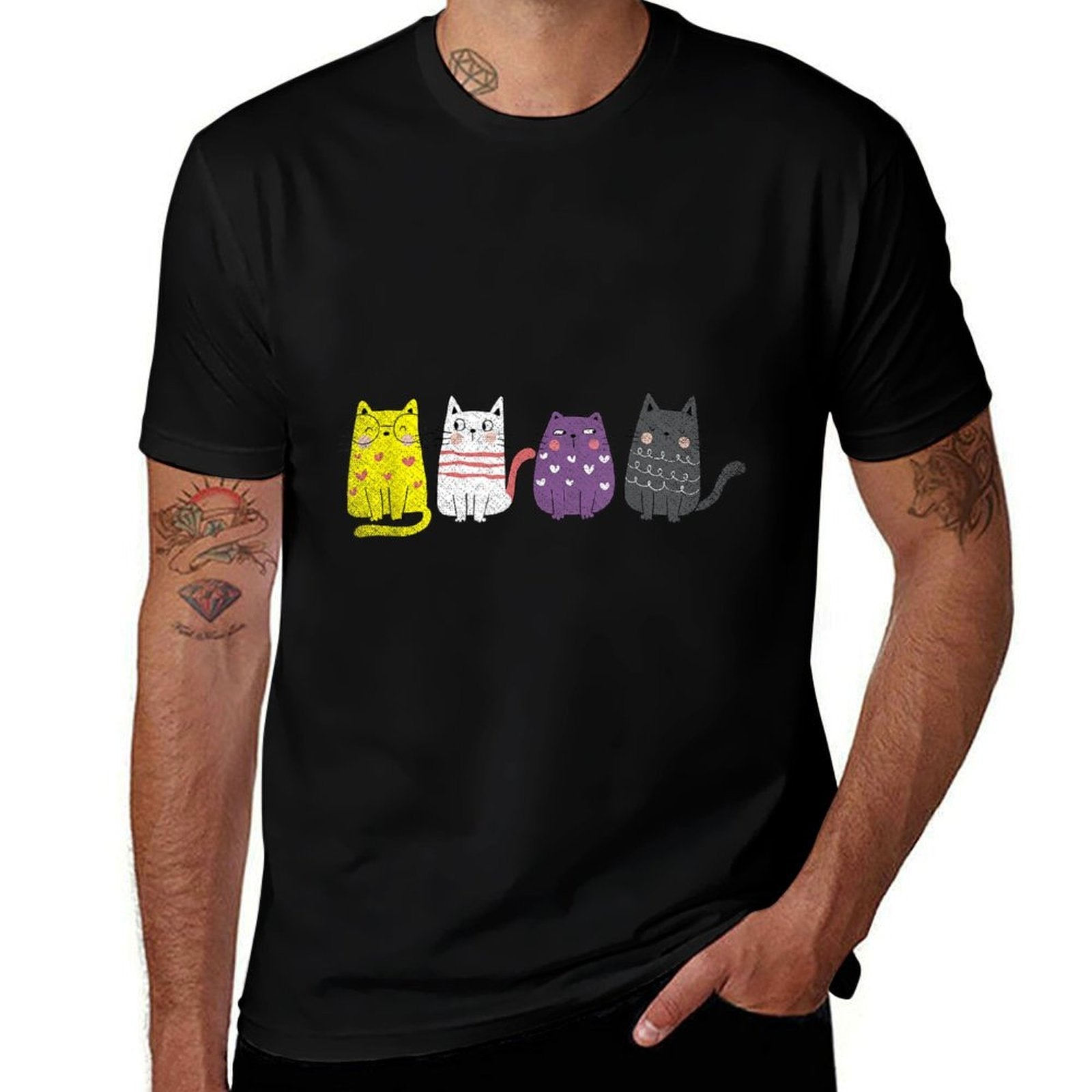 Cute Animal Cat Gift Non Binary Pride Agender Non Binary  Moisture-wicking T-Shirt