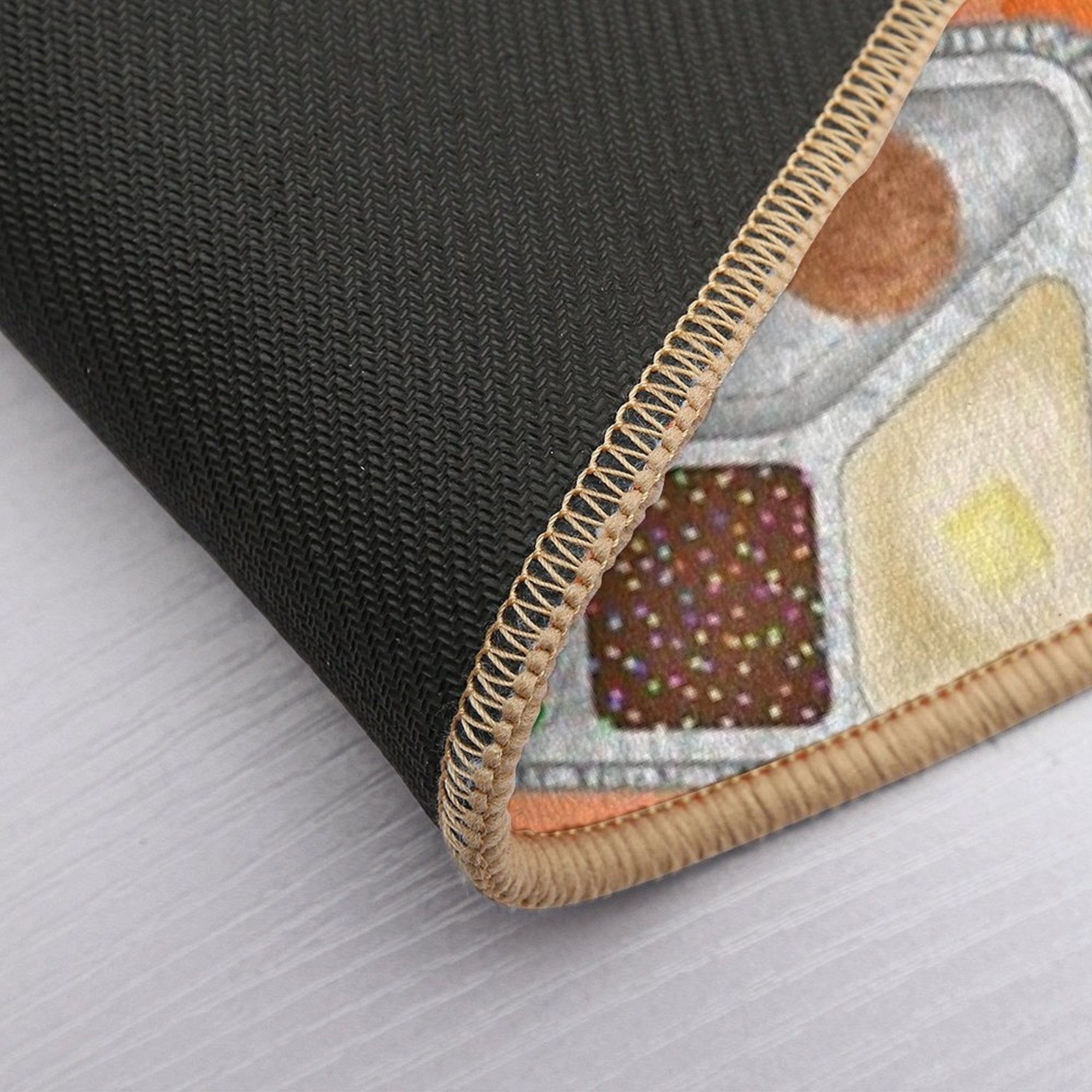 Retro 80’s TV Dinner Tray Food Fried Chicken Peas Corn Carrots On Light Pastel Orange Peach  Dirt-Trapping Bath Mat