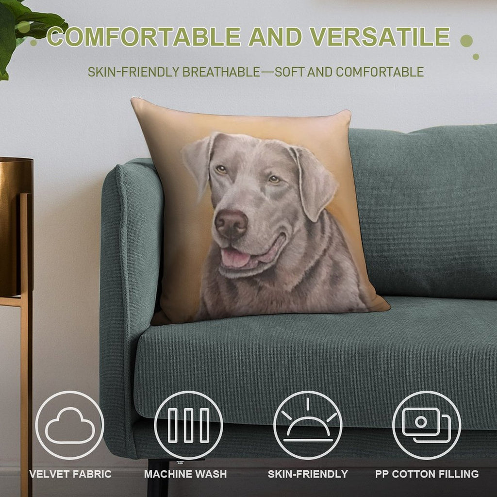 Silver Labrador Retriever Soft Fade-Resistant Throw Pillow