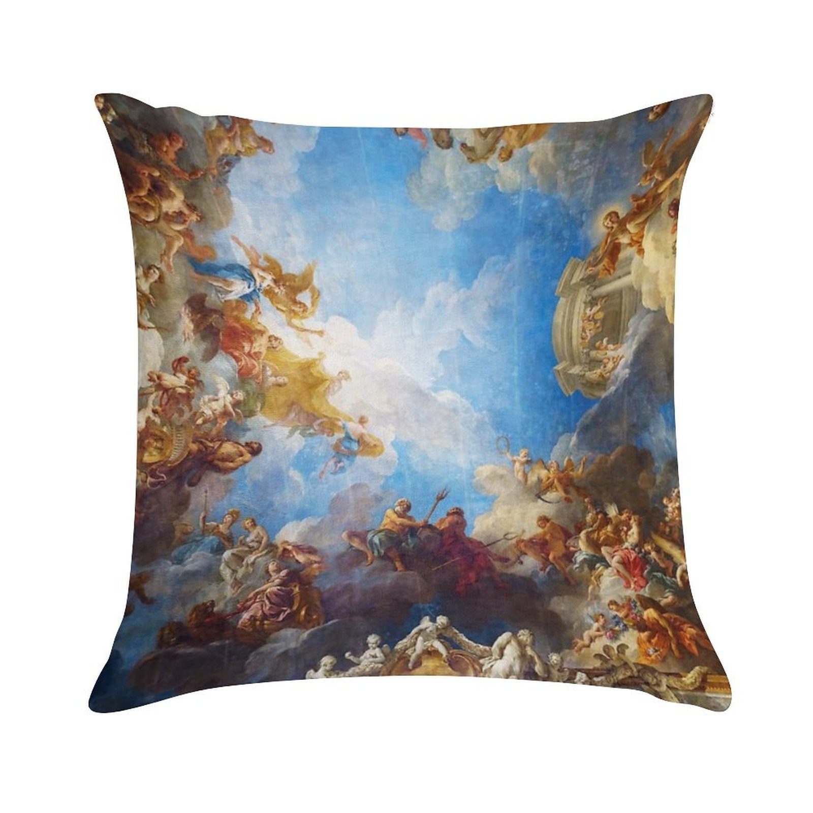 Ceiling Painting in Hercules Room of The Chateau De Versailles - France Soft Fade-Resistant Throw Pillow