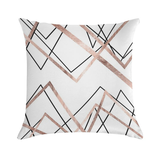 Rose Gold White Linear Triangle Abstract Pattern Soft Ultra-Soft Texture Throw Pillow