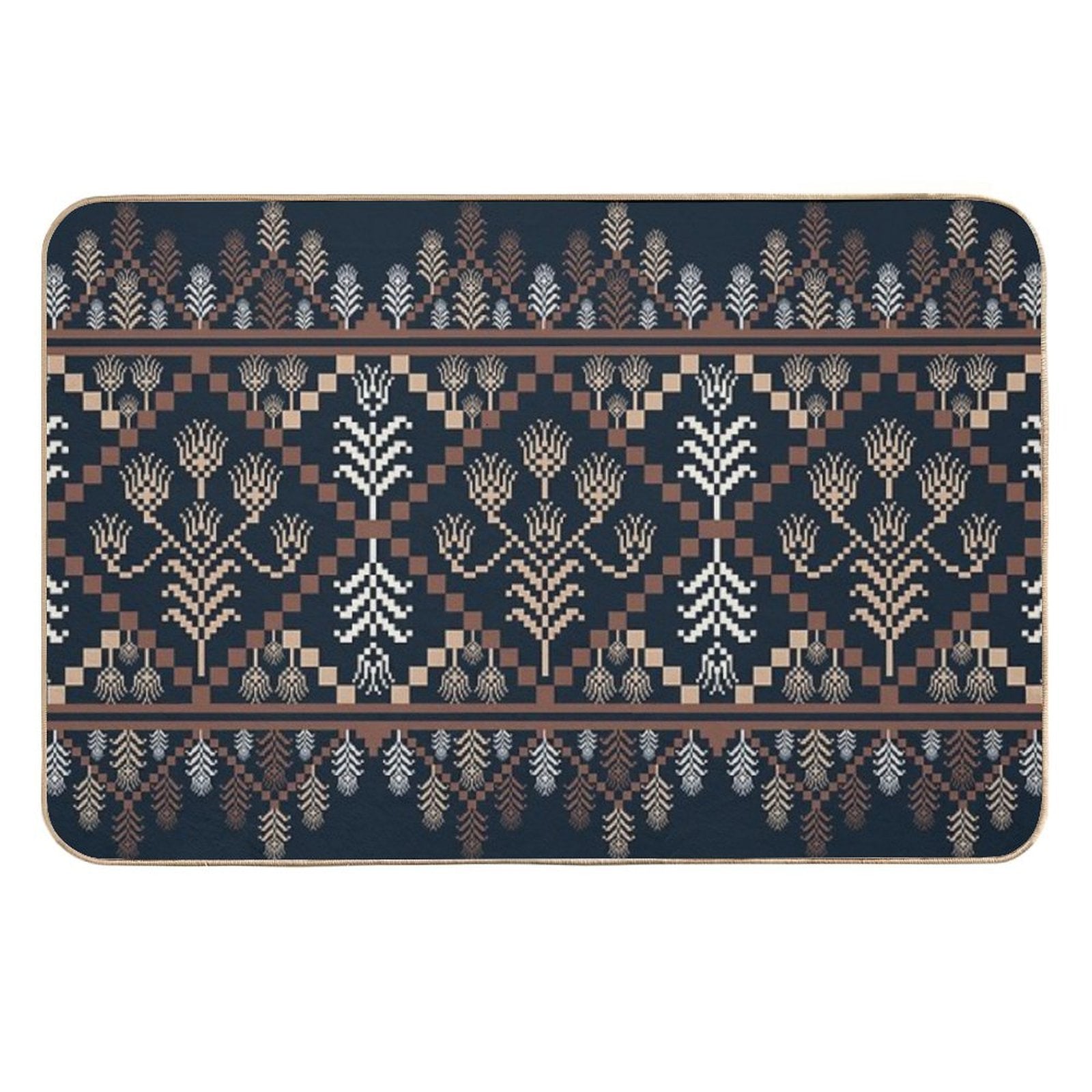 Rustic Floral Weave  Long-Lasting Bath Mat