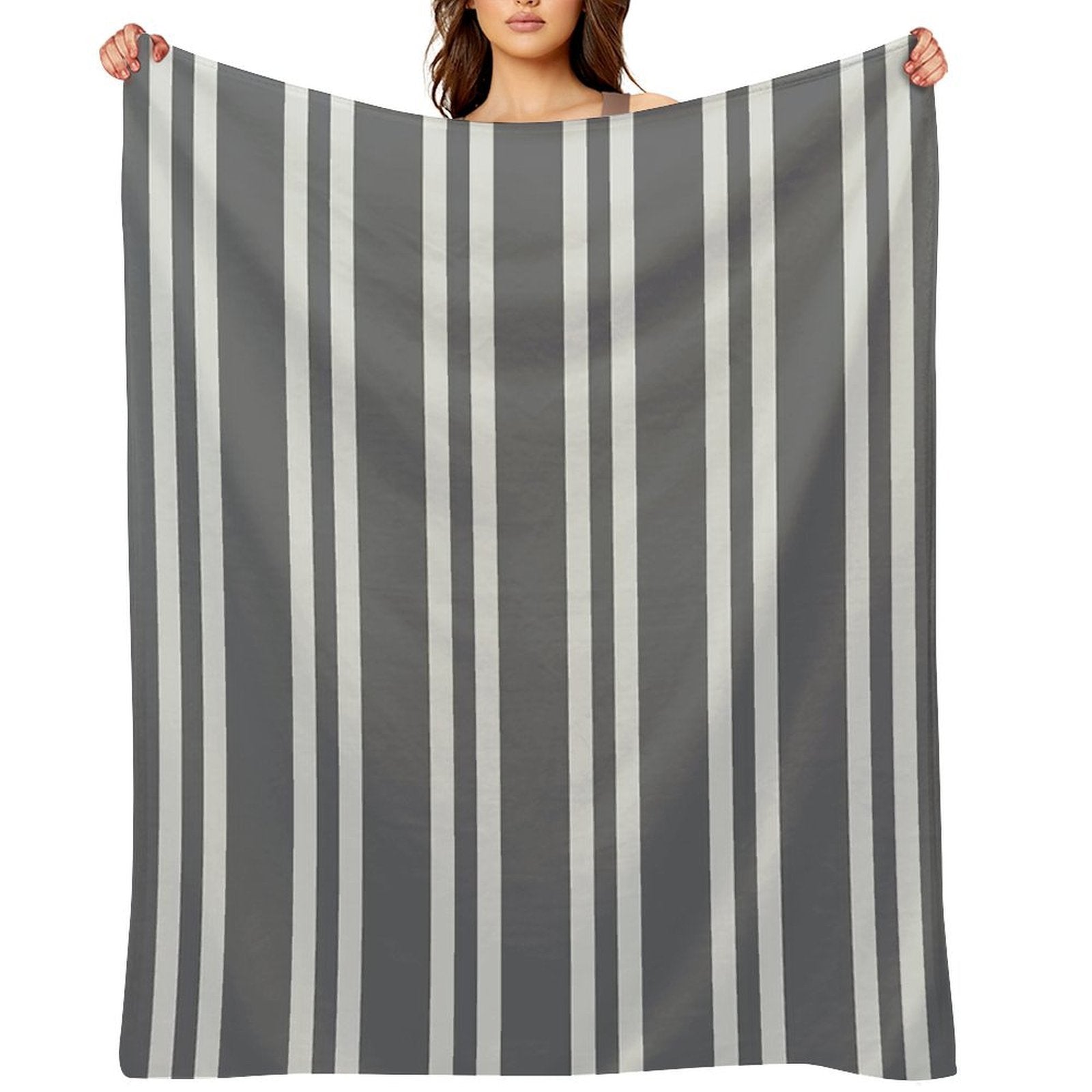 Gray Stripes Plush Throw Blanket