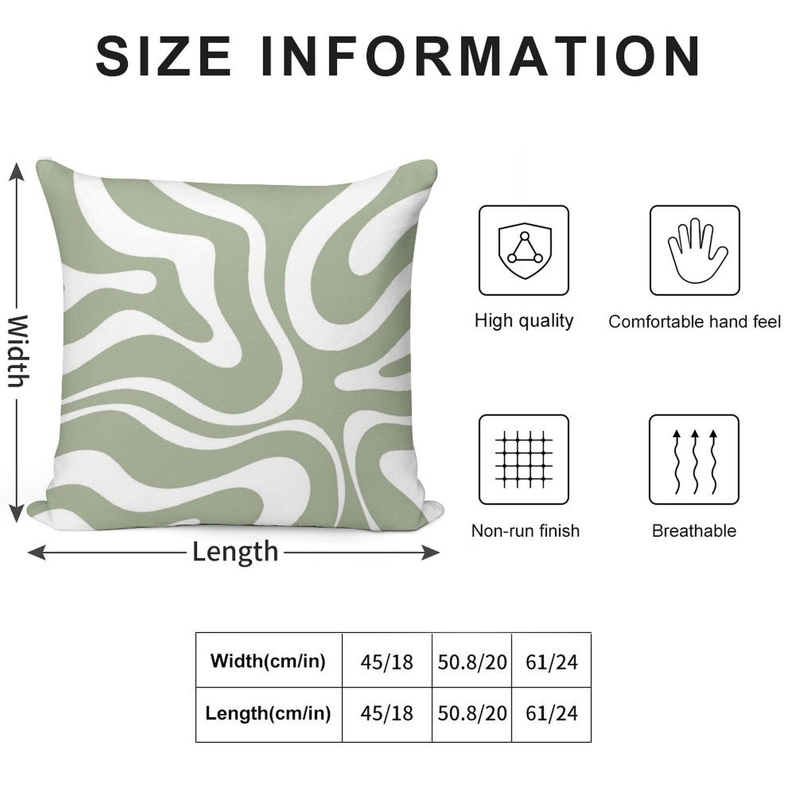 Liquid Swirl Abstract Pattern in Sage Green And White Soft Home Decor Throw Pillow