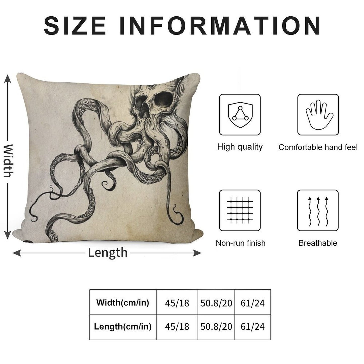 Skulltapus Soft Shrink-Resistant Throw Pillow