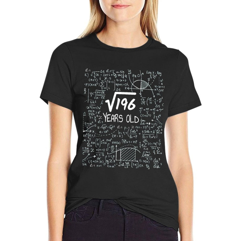 Birthday Design For Physics  Science Lovers 14th Birthday Square Root of 196 14 Years Old Unisex Black  Rolled Sleeves T-Shirt