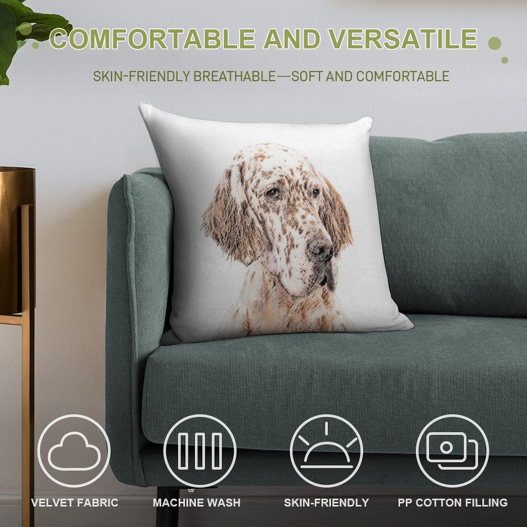 English Setter (Orange Belton) Soft Warmth Comfort Throw Pillow