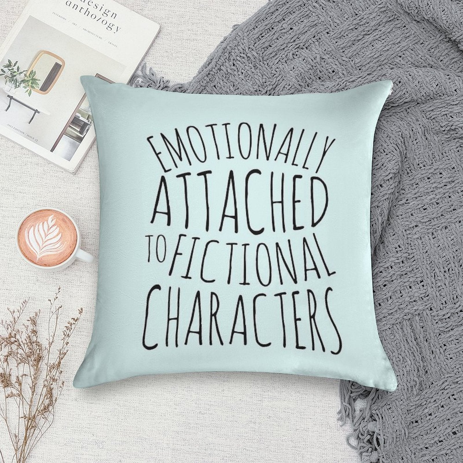 Emotionally Attached to Fictional Characters #black Soft Luxury Feel Throw Pillow