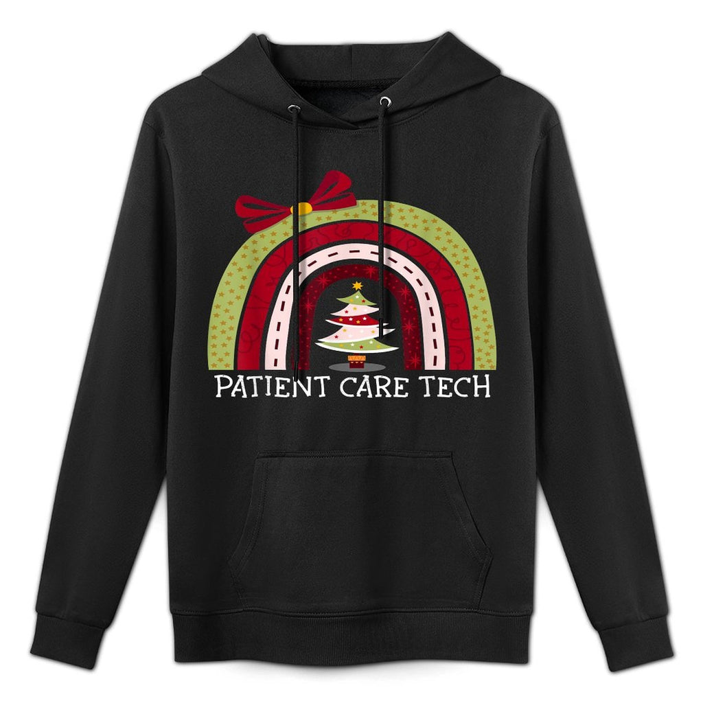 Merry Christmas Patient Care Tech Rainbow Funny Xmas Tree Relaxed Fit Hoodie