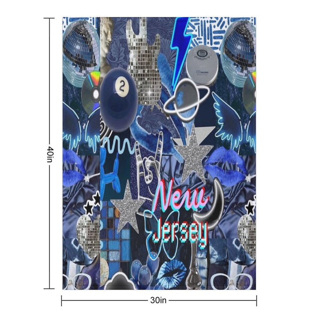 New Jersey COLLAGE Machine-washable Throw Blanket
