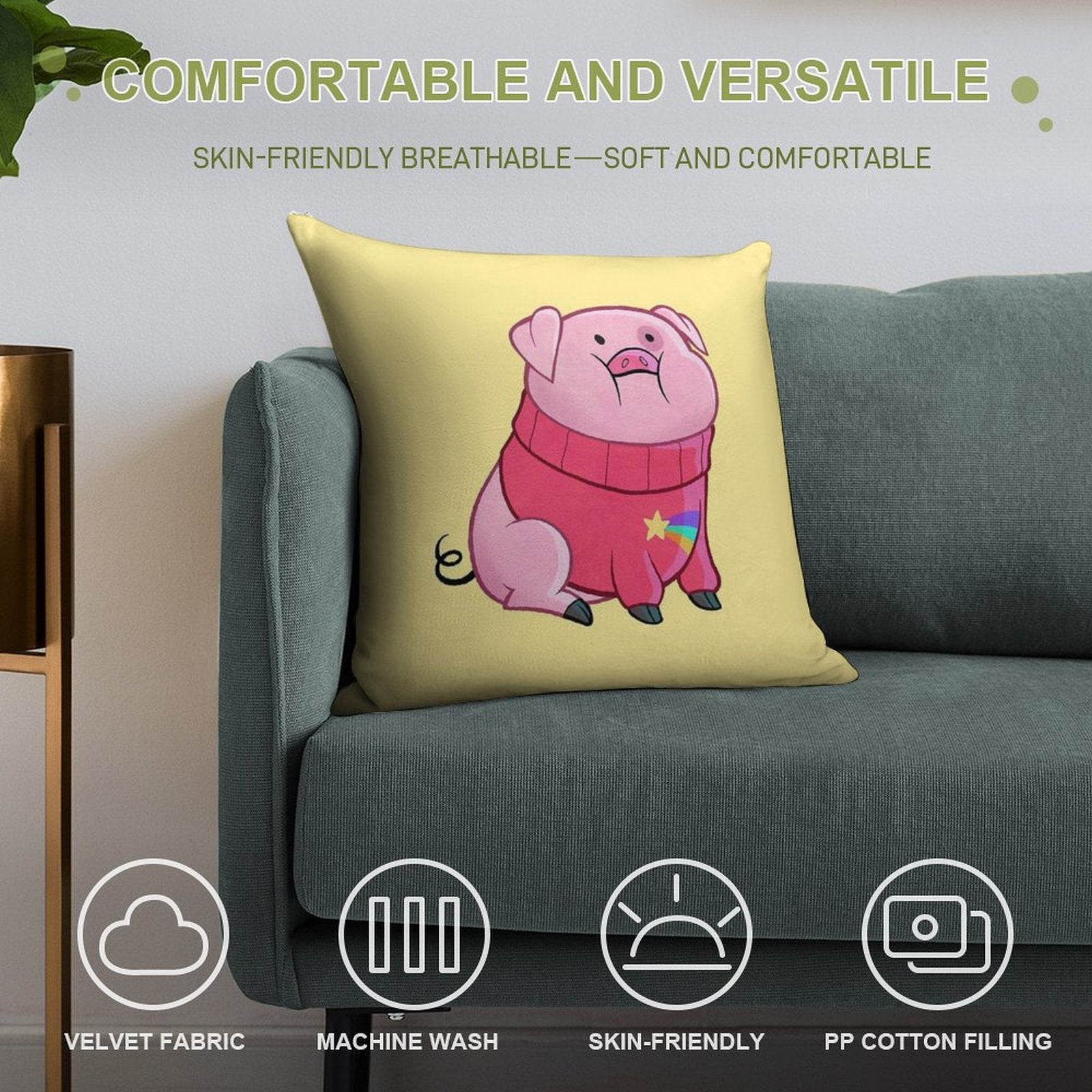 Gravity Falls - Waddles Soft Style Accent Throw Pillow