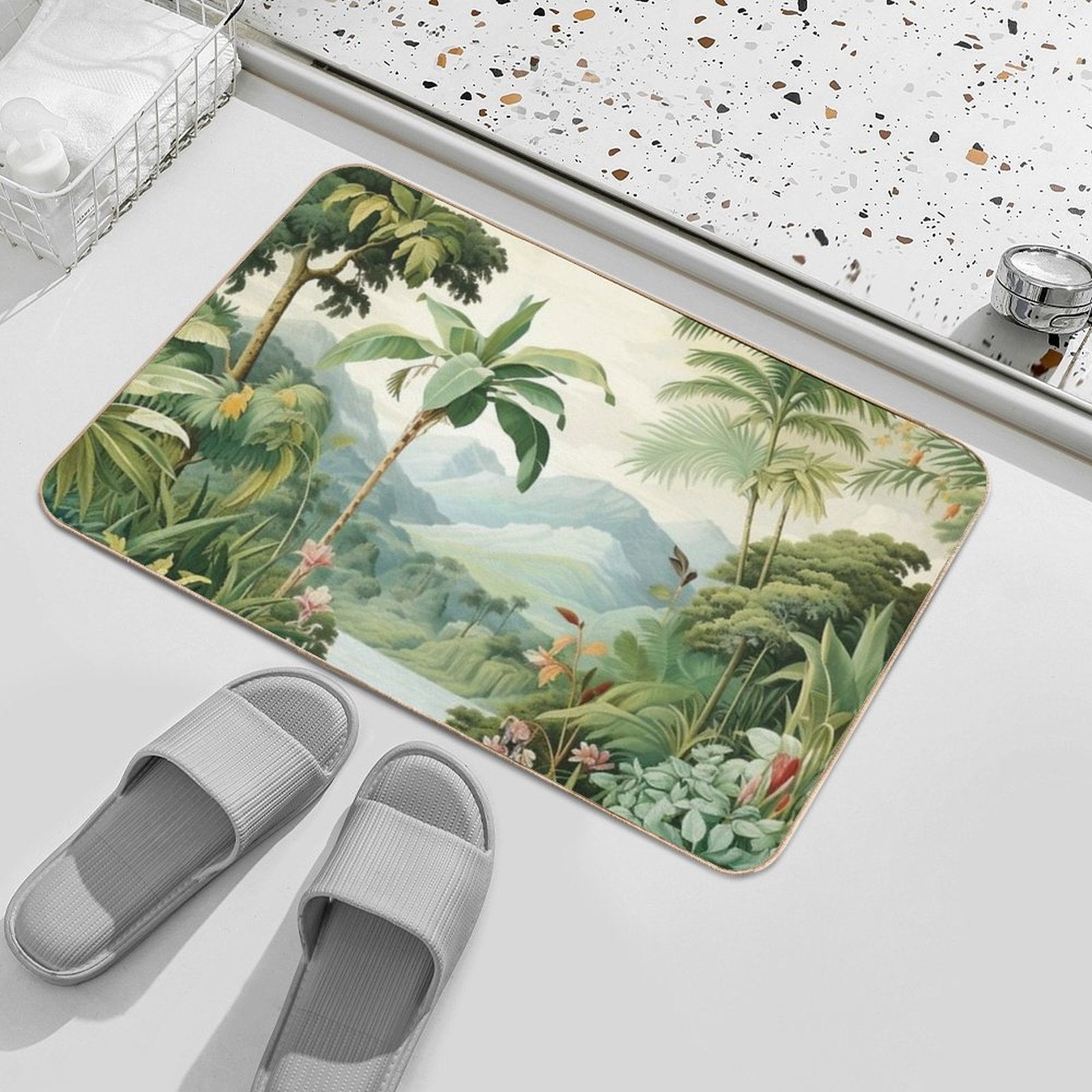 Vintage Tropical View  Toxin-Free Bath Mat