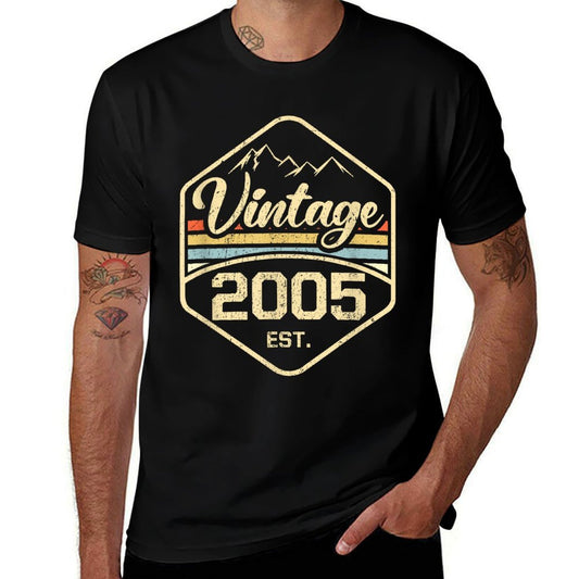 Vintage 2005 Est. Retro Style 17th Birthday  Summer-ready Fabric T-Shirt