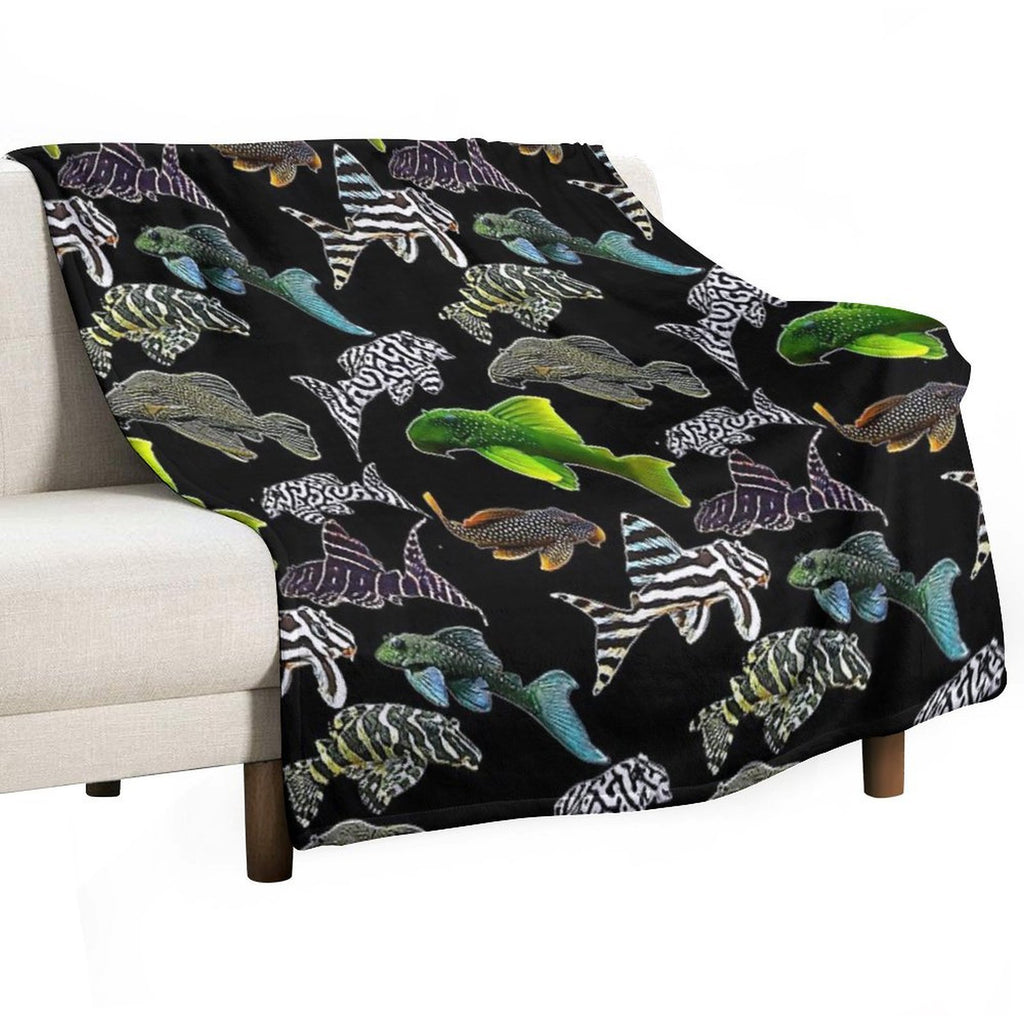 Pleco Collage Dark Shrink-resistant Throw Blanket