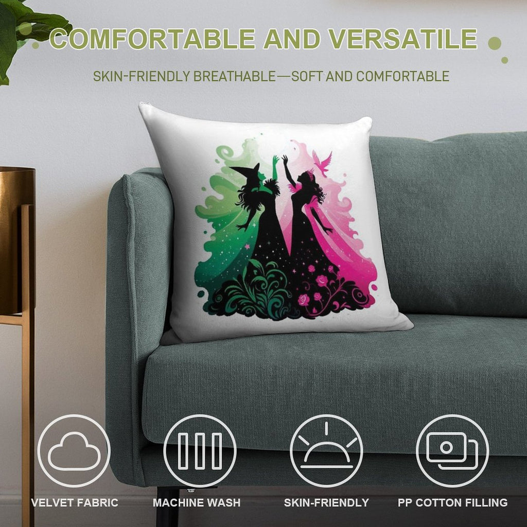 Elphaba & Glinda Wicked The Musical Soft Gift Ready Throw Pillow