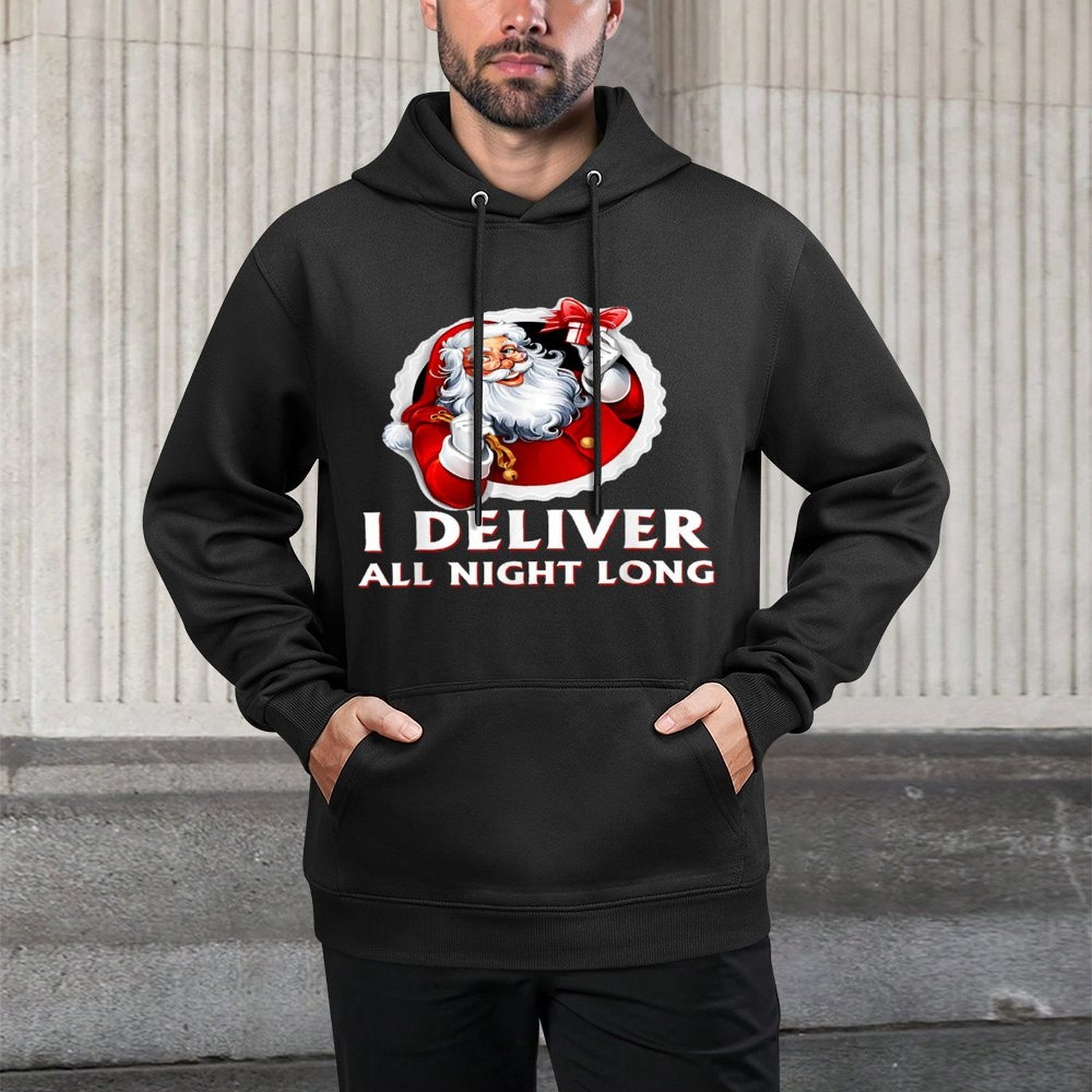 Santa I Deliver All Night Long Funny Christmas Adjustable Hood Hoodie