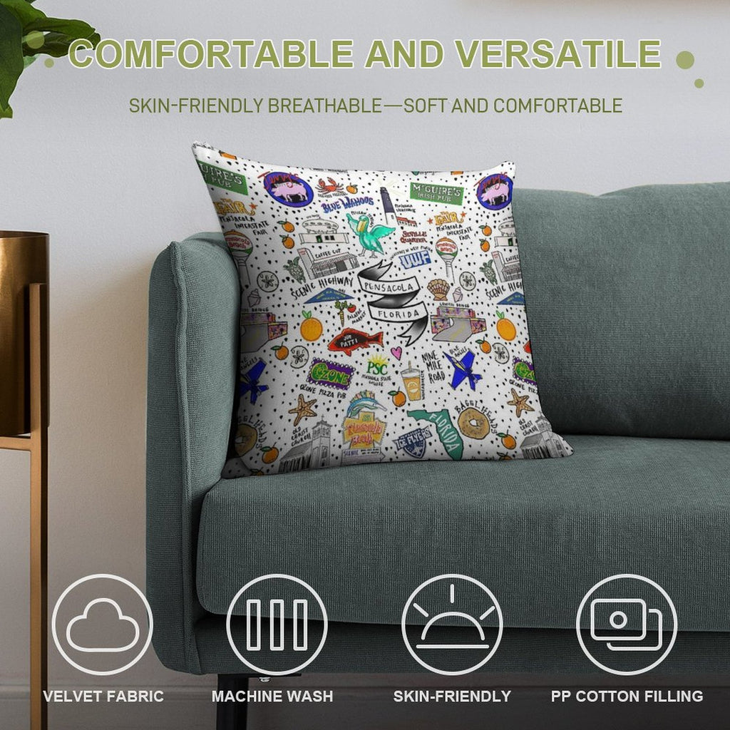 Pensacola Florida Soft Shrink-Resistant Throw Pillow