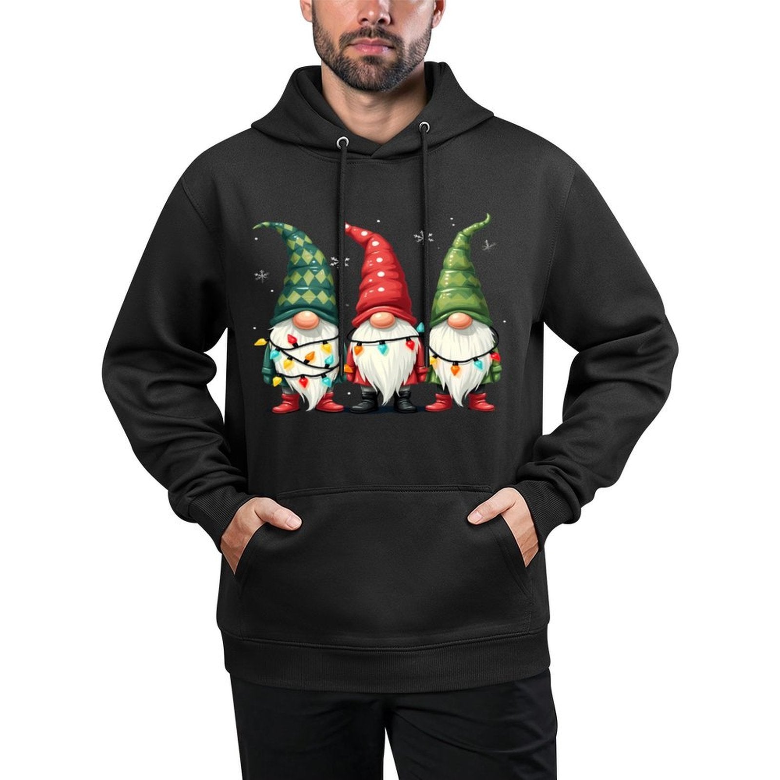 Christmas Gnomes With Festive Lights Winter Wonderland Shrink-Resistant Hoodie