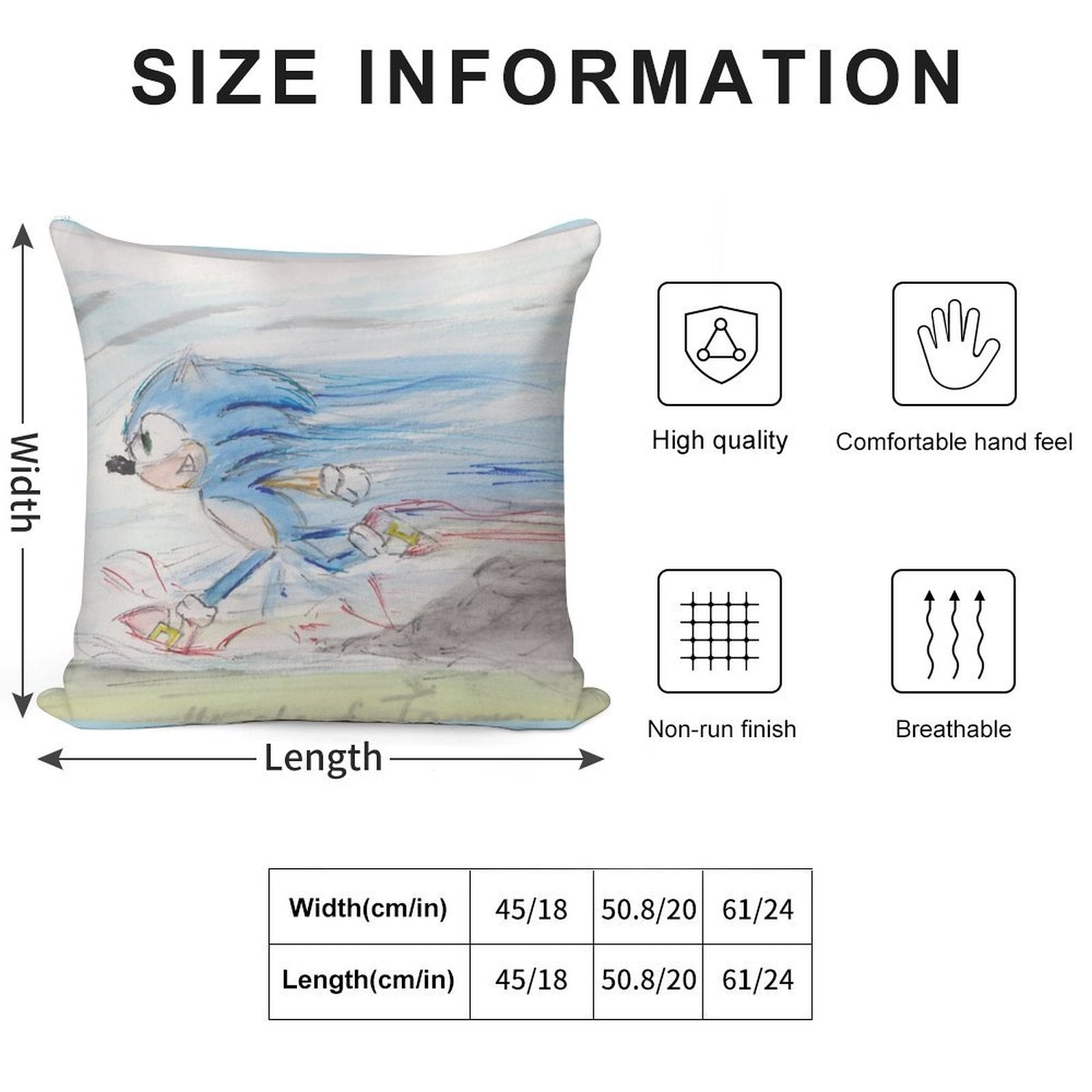 Sonic on The Run Soft Multiple Sizes Throw Pillow