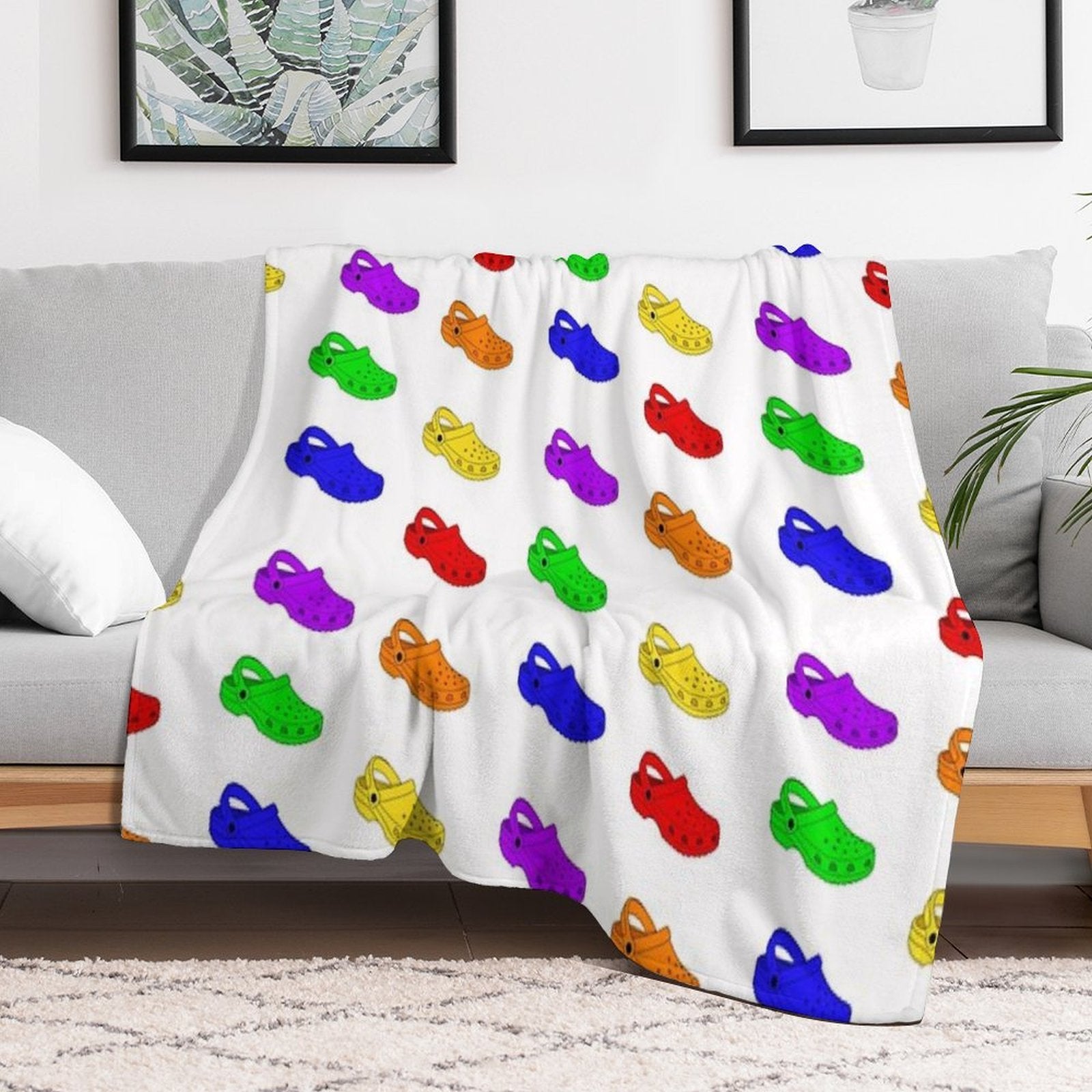 Rainbow Crocs Pack Comfort Throw Blanket