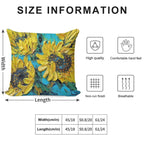Van Gogh Inspired Sunflowers with Yellow And Turquoise Soft High-Density Material Throw Pillow