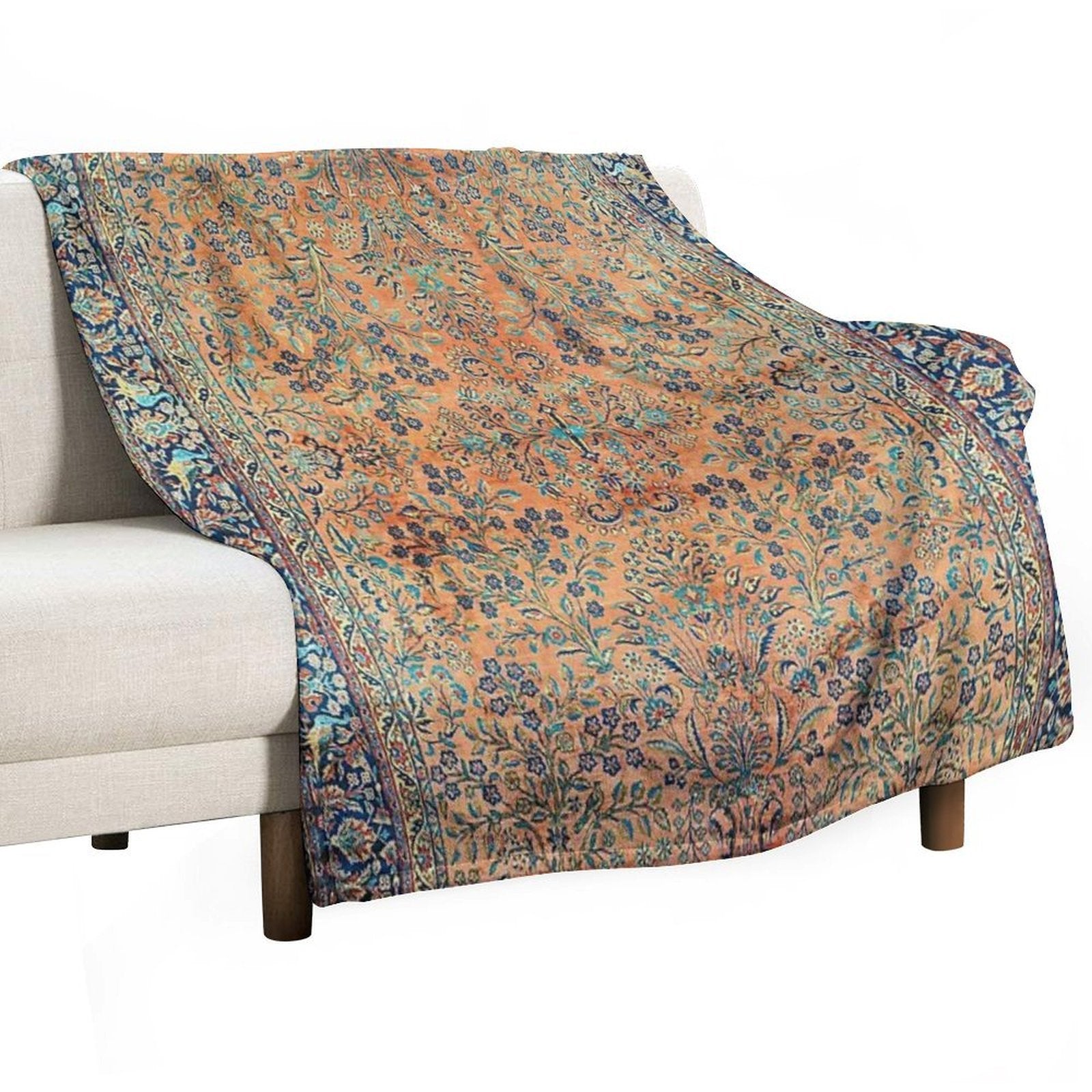 Manchester Kashan Floral Persian Carpet Print Quick-dry Throw Blanket