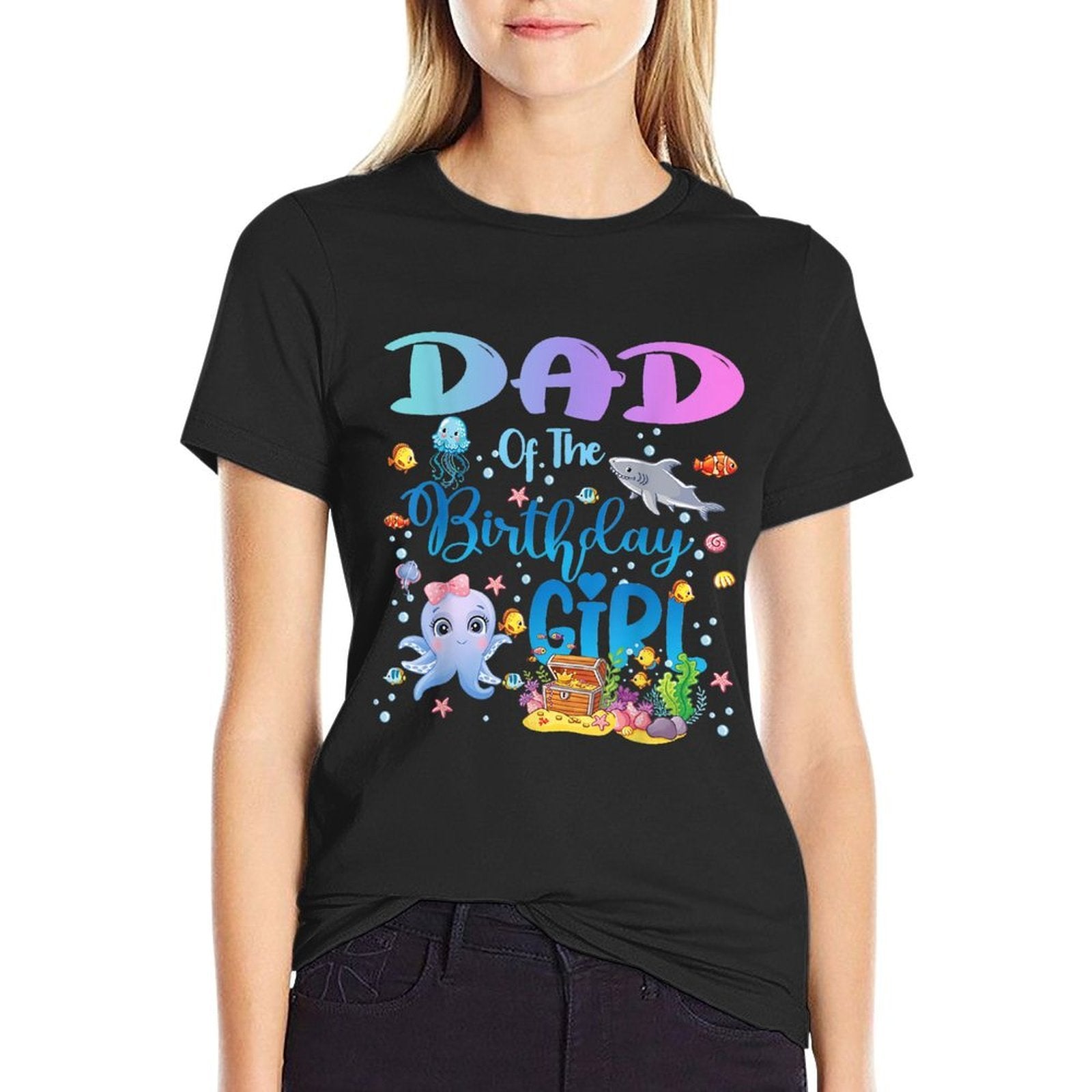 Dad Of The Birthday Girl Sea Fish Ocean Aquarium  Graphic-printed T-Shirt