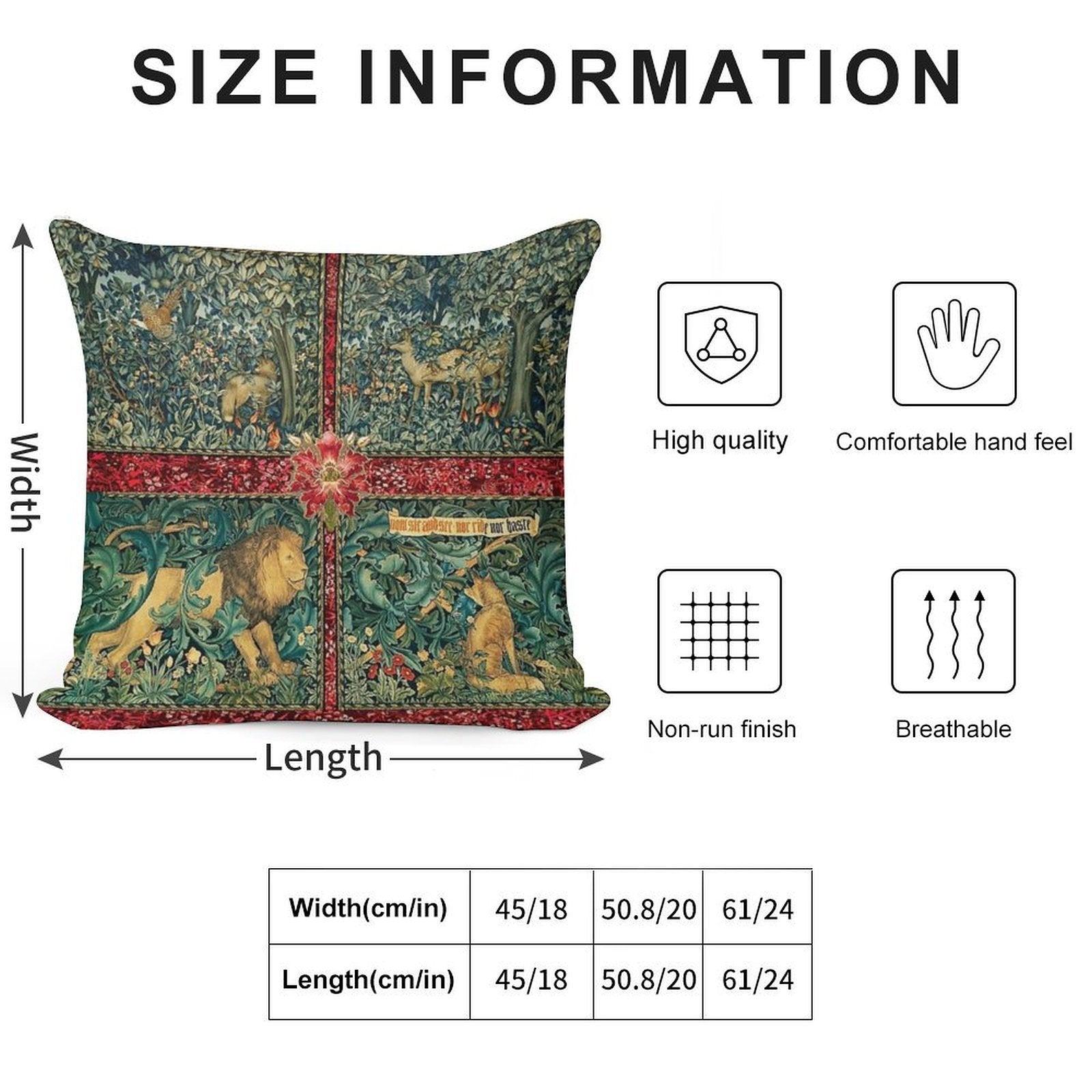 GREENERY FOREST ANIMALS ,LION ,FOX,PHEASANT AND DOES Red Green Floral Tapestry Soft Ultra-Soft Texture Throw Pillow