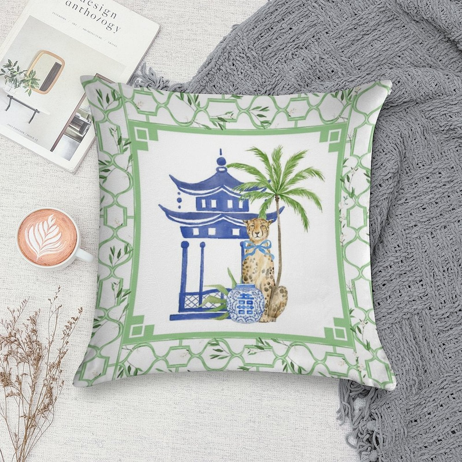 Pagoda Pavilion Chinoiserie Soft Easy Maintenance Throw Pillow