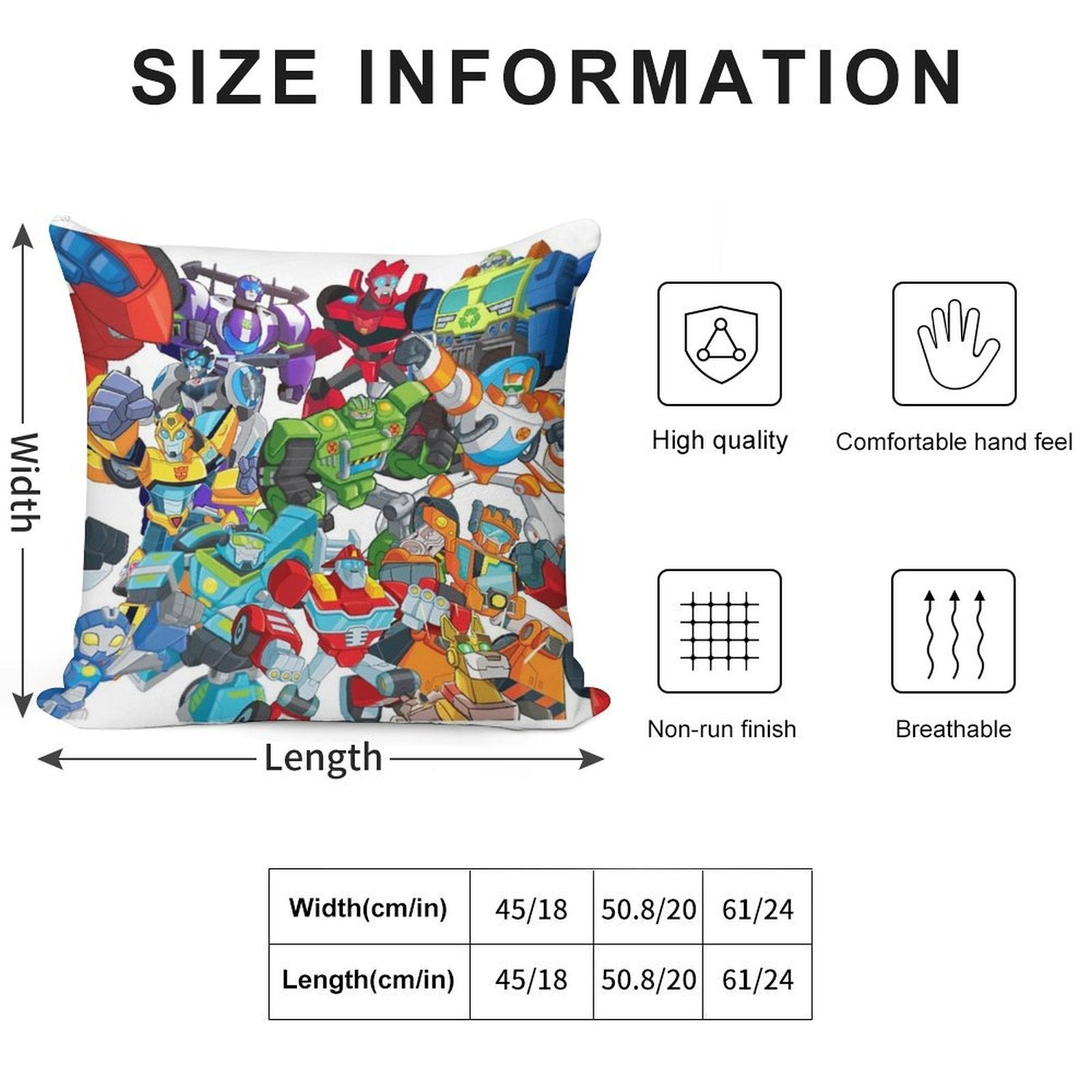 Transformers Rescue Bots Full Team Soft Washable Throw Pillow