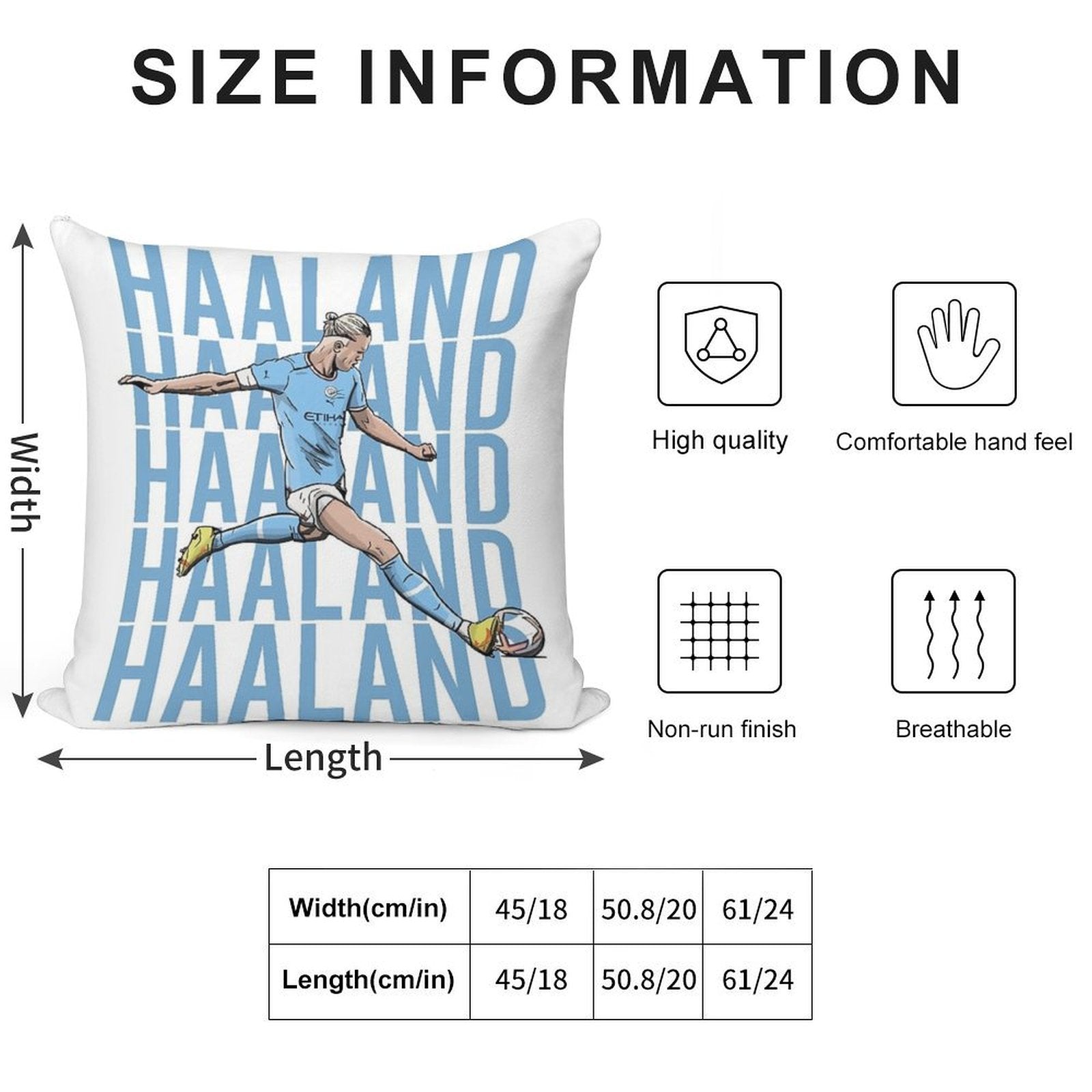 Erling Haaland - Manchester City Illustration Soft Skin-Friendly Throw Pillow