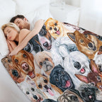 Beautiful Collage of Dogs, So Many Painted Beautiful Faces, Dogs Are The Best! Shrink-resistant Throw Blanket
