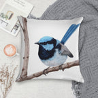 Superb Fairy-wren Soft Washable Throw Pillow