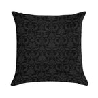Victorian Gothic Pattern (Black) Soft Washable Throw Pillow