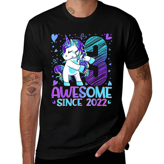 3 Year Old Unicorn Gifts For Girls 3rd Birthday Girl Party  Wrinkle-resistant T-Shirt