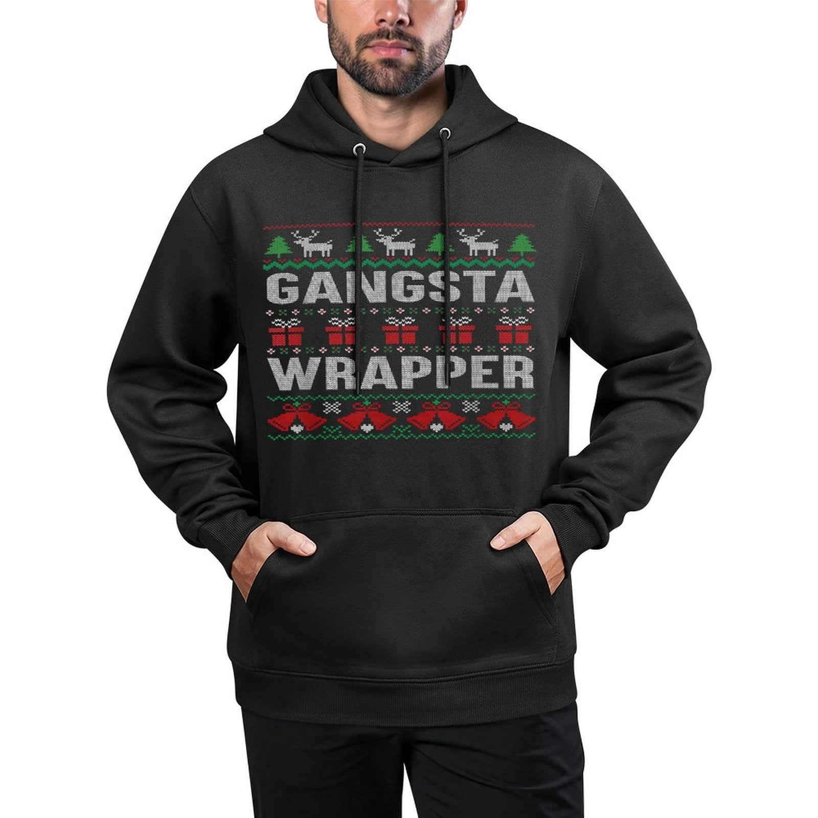 Gangsta Wrapper Ugly Sweater Christmas Machine Washable Hoodie