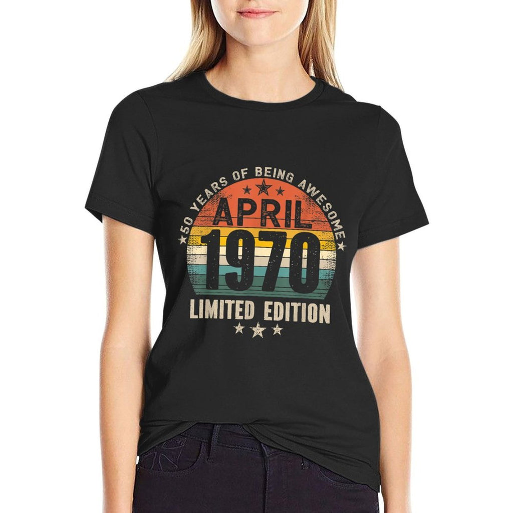 50 Years Old Made in April 1970 - Vintage 50th Birthday Gift  Summer-ready Fabric T-Shirt