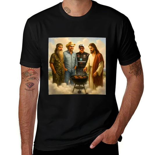 The Real Gang Meet Up In Heaven Phil Funny Meme BBQ  Tagless Design T-Shirt