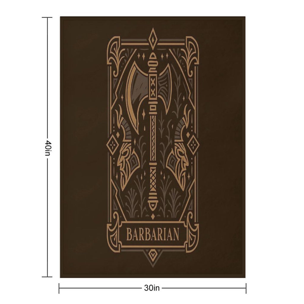 Barbarian Character Class Emblem Tabletop TTRPG Premium Throw Blanket