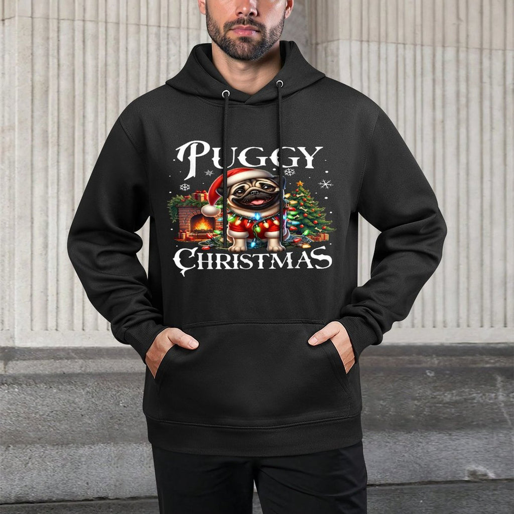 Puggy Christmas Pug Xmas Pug Santa Claus Pug Customizable Surface Hoodie