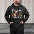 Puggy Christmas Pug Xmas Pug Santa Claus Pug Customizable Surface Hoodie