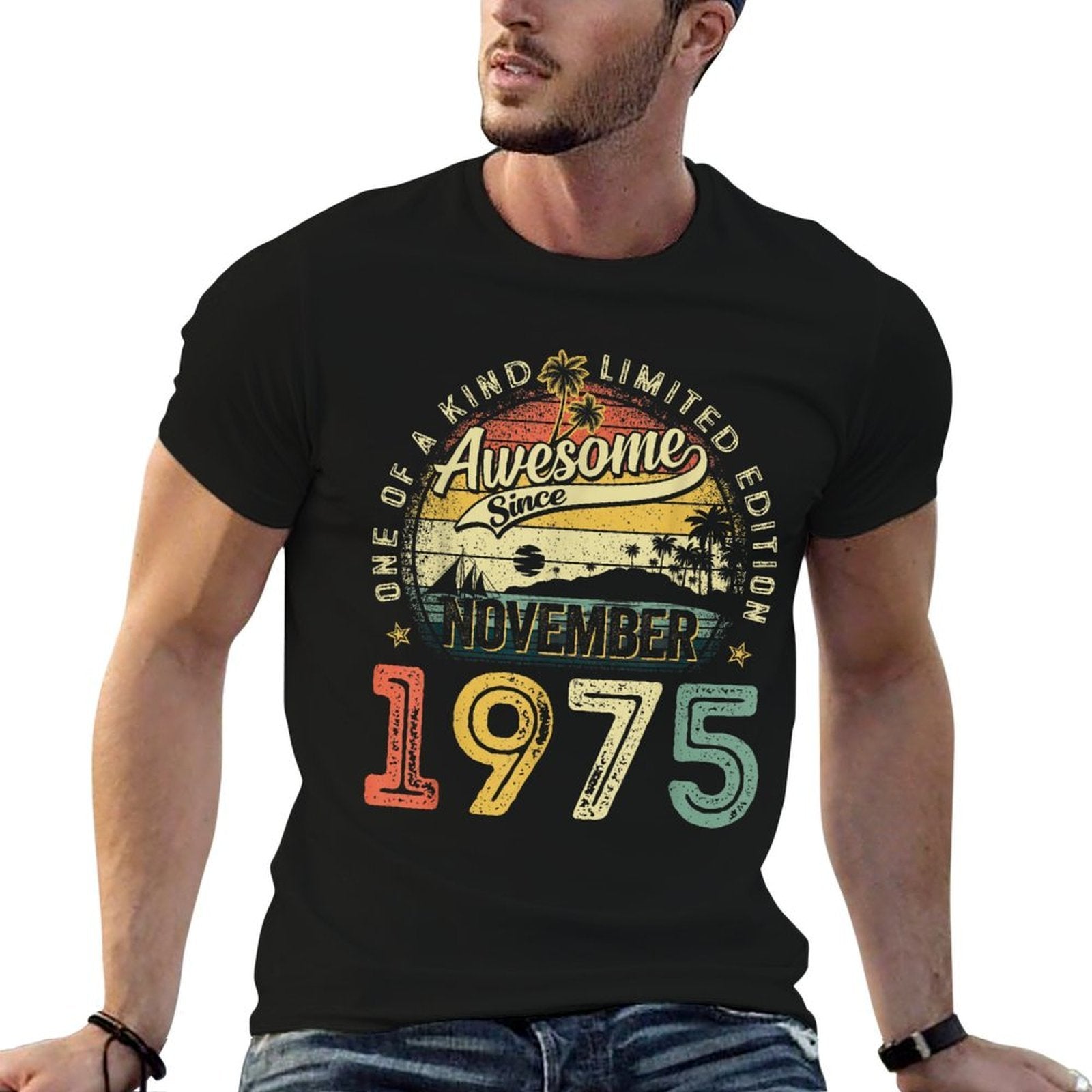 50 Years Old Vintage November 1975 Retro 50th Birthday Men  Relaxed-fit T-Shirt