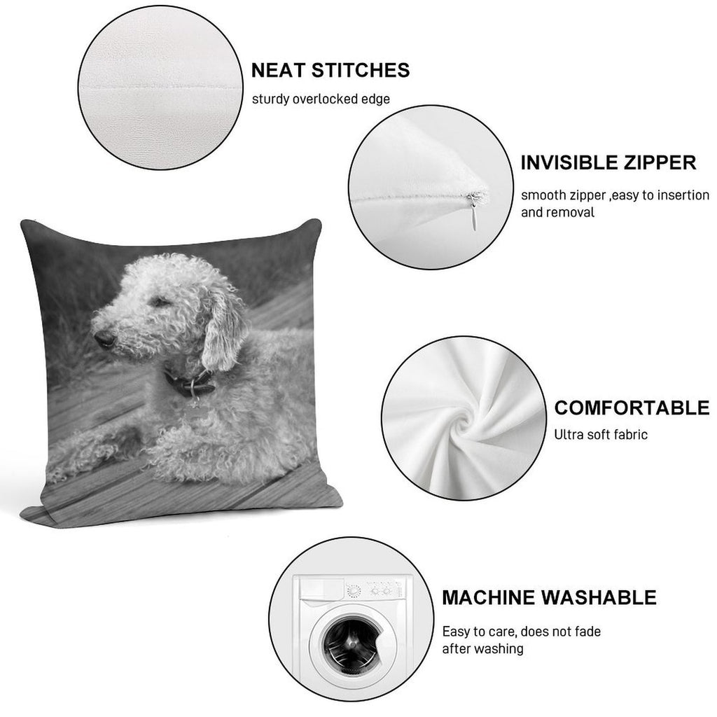 Bedlington Terrier Photo Soft Reinforced Edging Throw Pillow
