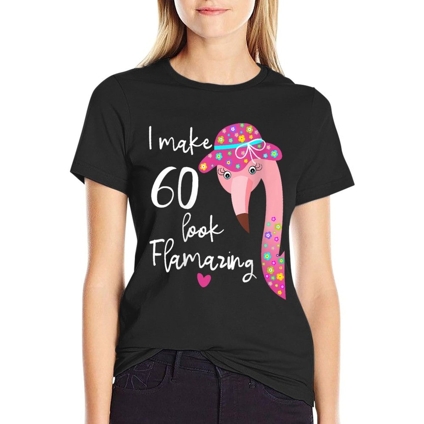 Womens Funny Flamingo 60th Birthday for 60 Years Old Sixty  Trendy Pattern T-Shirt