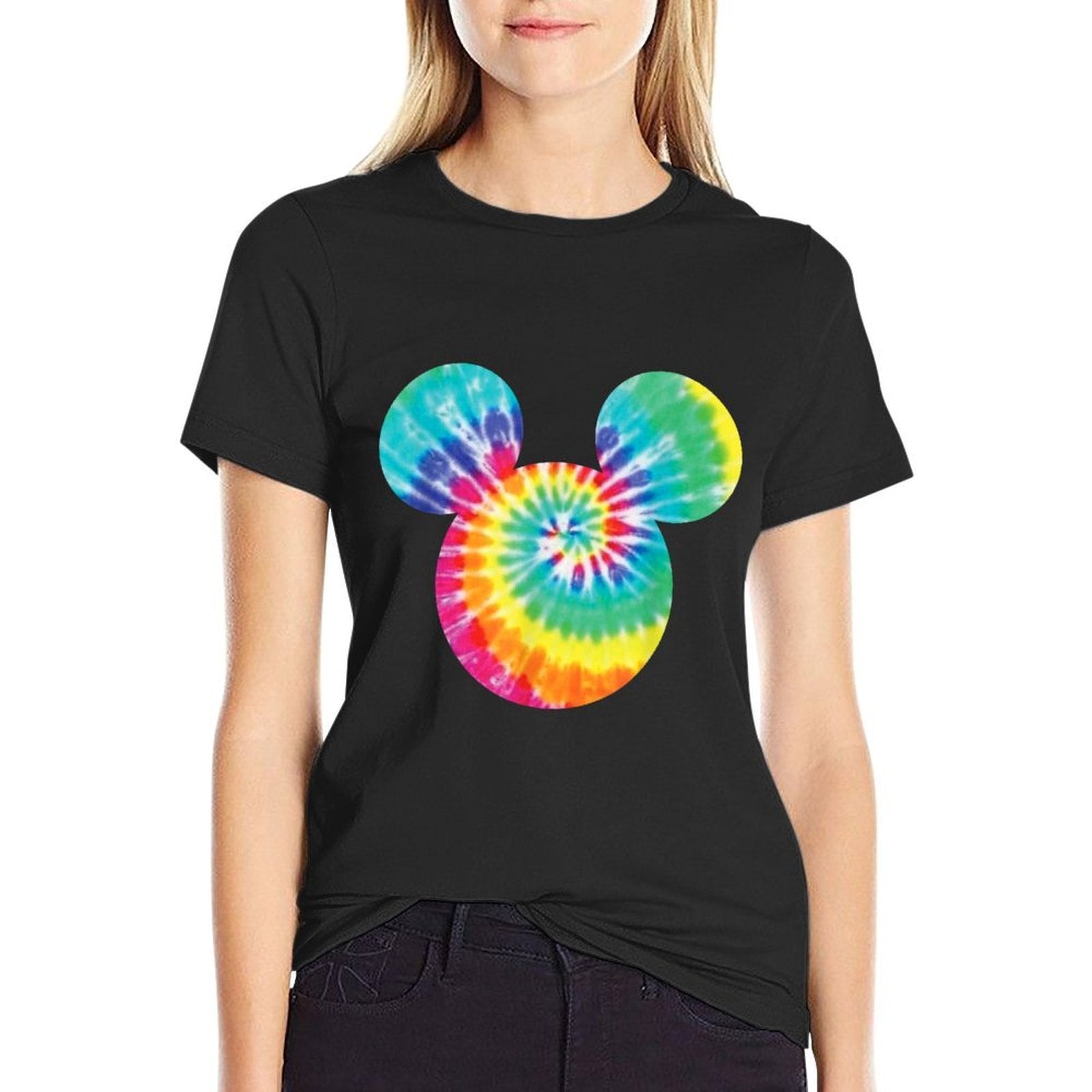 Disney Mickey Mouse Icon Rainbow Tie-Dye  Relaxed-fit T-Shirt