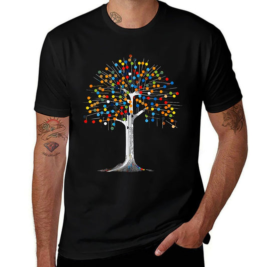 Tree Colorful Abstract Skeleton Artwork Graphic Tree  Polyester Blend T-Shirt