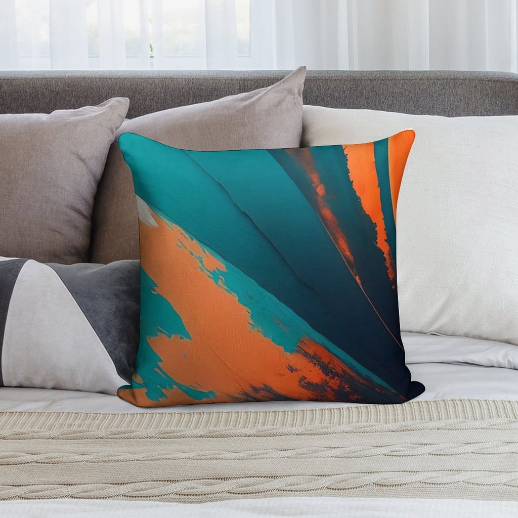 Orange And Teal Abstract 1 Big Soft Decorative Cover Throw Pillow