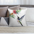 Hummingbird And Flower Soft Fade-Resistant Throw Pillow