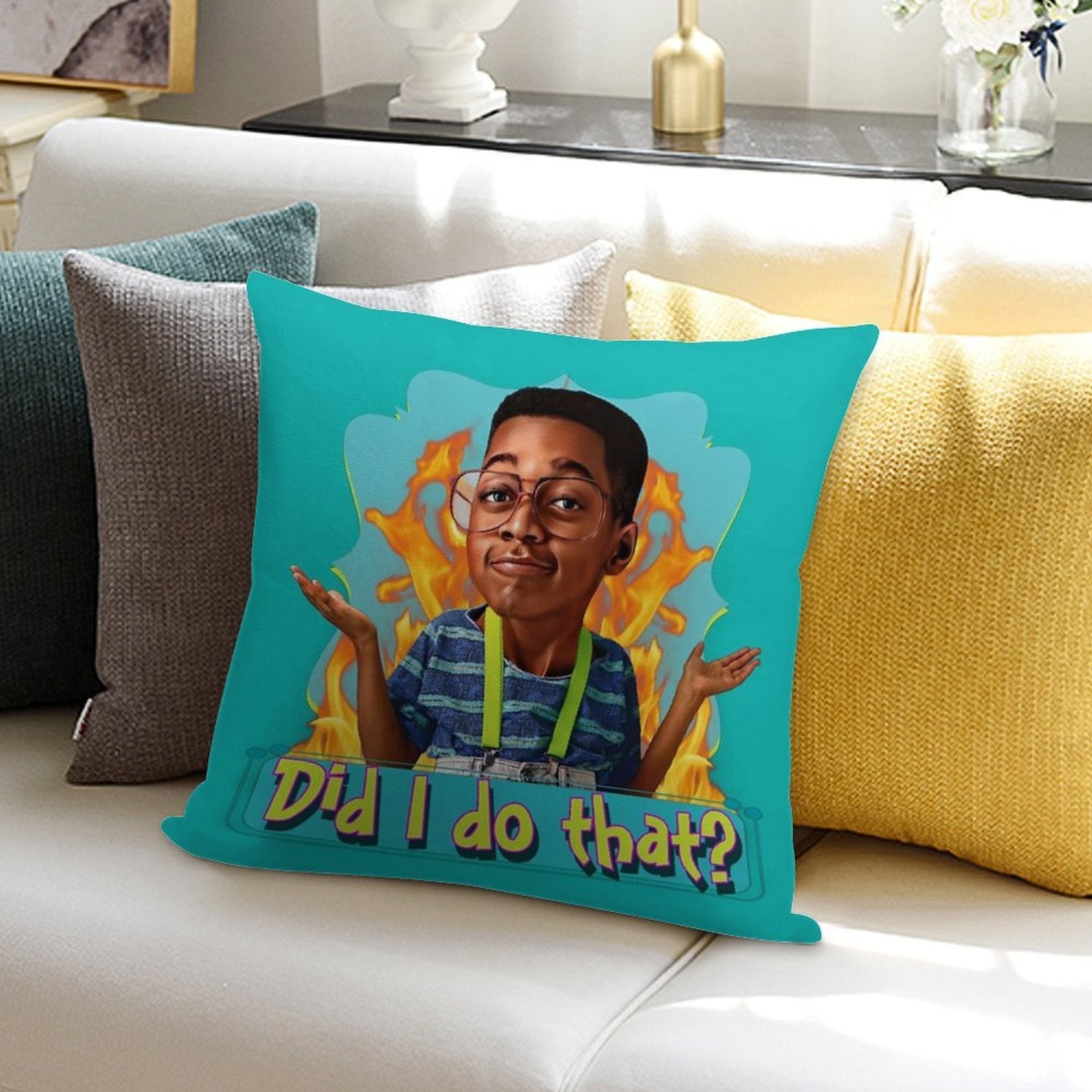 Steve Urkel- Did I Do That Soft Ultra-Soft Texture Throw Pillow